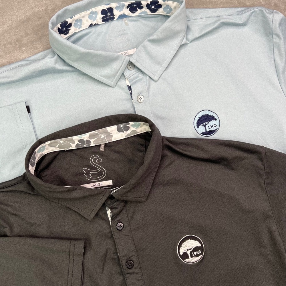 Swannies Golf Polo Shirt Mens Large 1963 Tree Logo Performance Stretch Lot of‎ 2